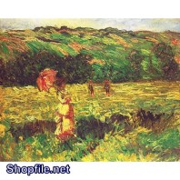 Tranh sơn dầu nước ngoài cô gái đi lảm ruộng